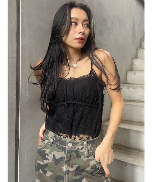 リボンキャミレースチュニック