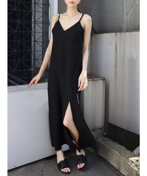 ディープスリットロングキャミワンピース