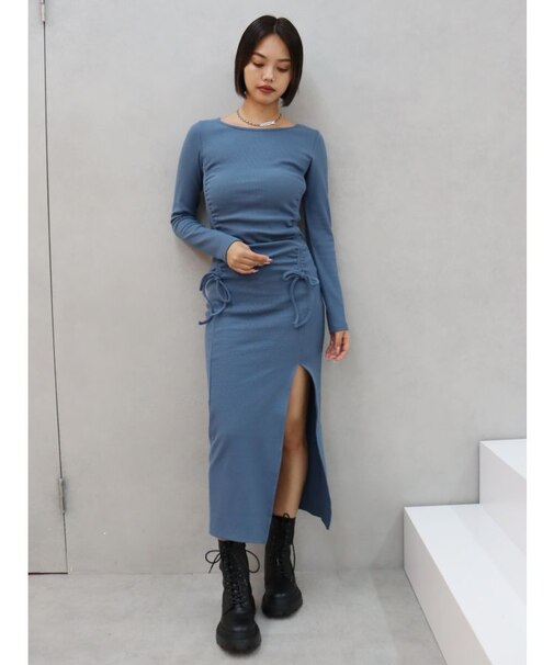 ドロストギャザーロングワンピース