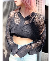 スカシショートカーディガン