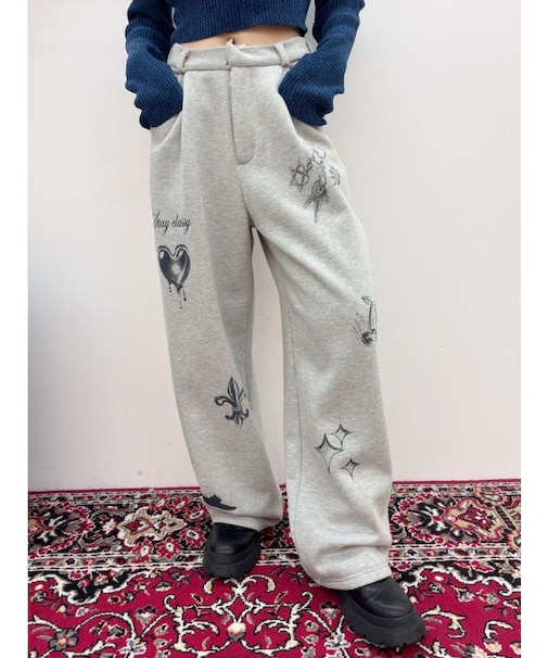 グラフィックプリントスウェットパンツ
