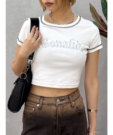 スタッズグラフィックショートTシャツ