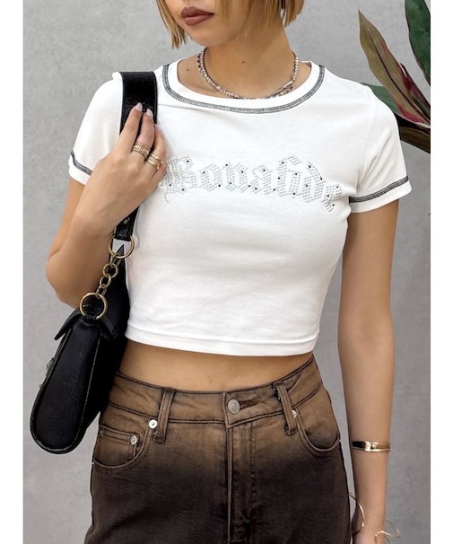 スタッズグラフィックショートTシャツ