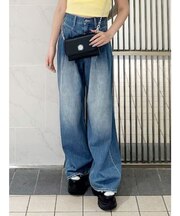 ウエストタックボリュームデニムパンツ