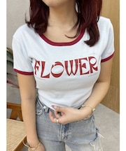 FLOWERストラップクロップドＴシャツ