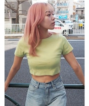 ラインストーンコンパクトTシャツ