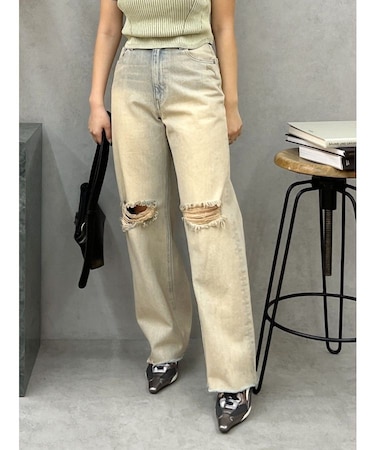 ダメージワイドヴィンテージライクデニムパンツ