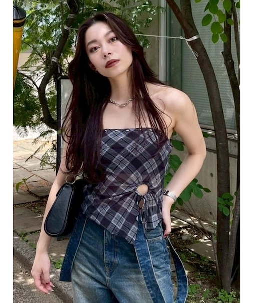 チェックベアトップ