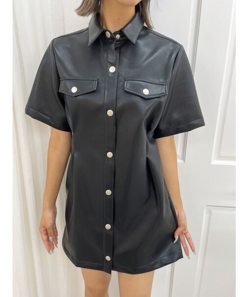 フェイクレザーミニワンピース