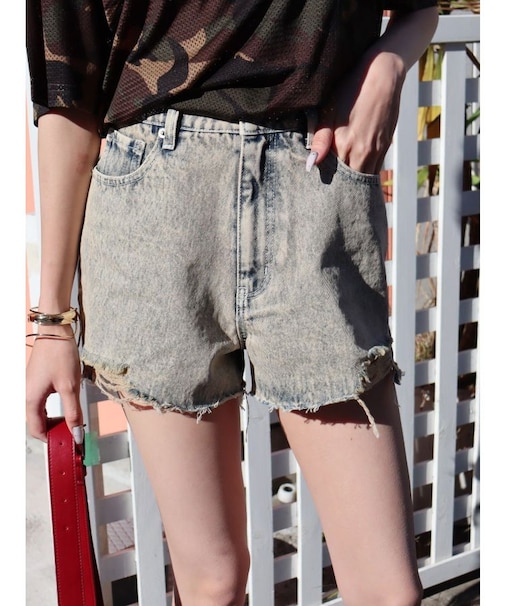 ダメージデニムショートパンツ