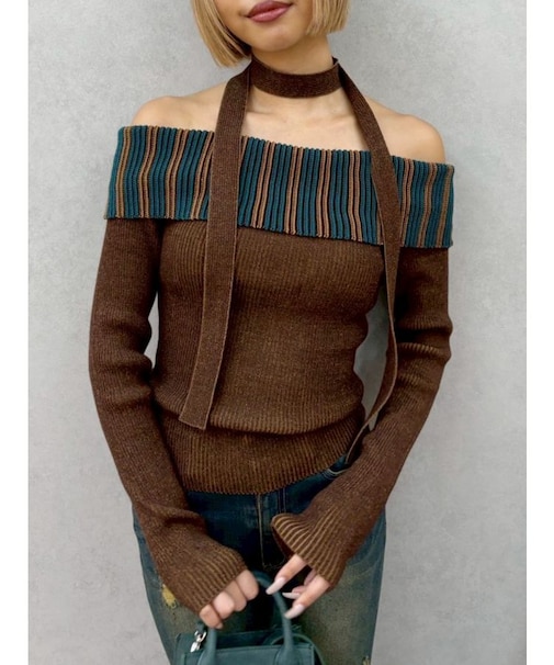 チョーカーSETオフショルニットトップス