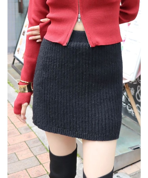リブニットミニスカート【セットアップ着用可能】