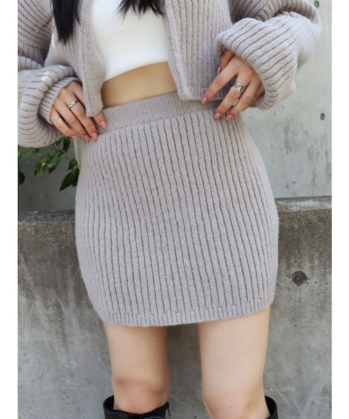 リブニットミニスカート【セットアップ着用可能】