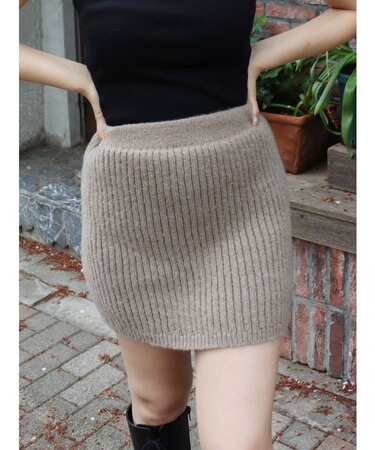 リブニットミニスカート【セットアップ着用可能】
