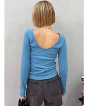 【WEB限定】バックオープンリブトップス