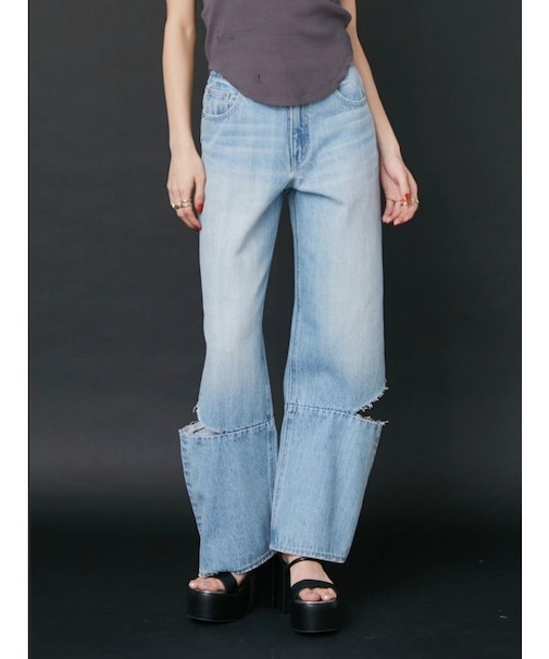 ボリュームカラーワイドデニムパンツ