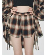 サイドギャザーチェックショートパンツ【セットアップ着用可能】