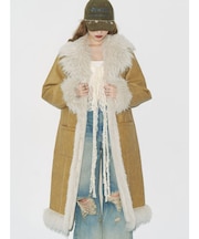 フェイクファームートンロングコート