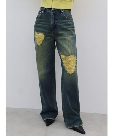 HEART MOTIF ダメージデニムパンツ