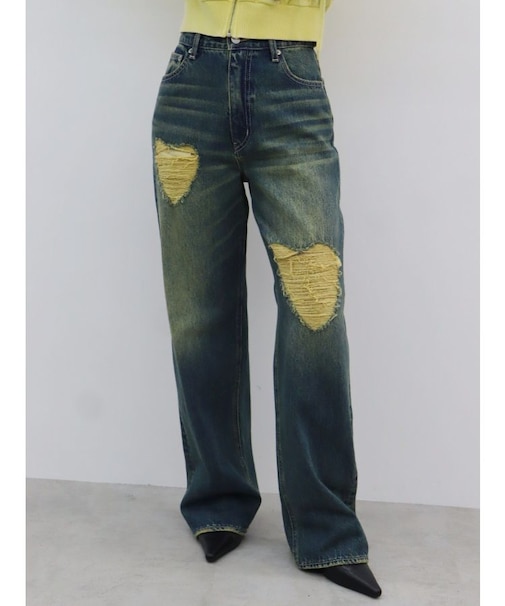 HEART MOTIF ダメージデニムパンツ