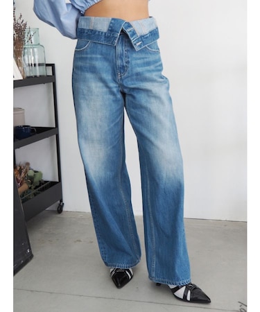 ウエストフラップワイドデニムパンツ