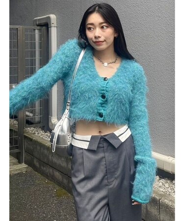 シャギークロップドニットトップス