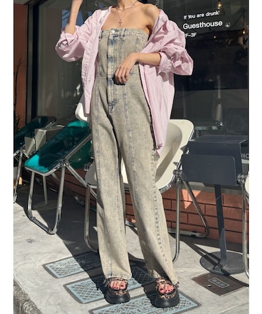 デニムベアロンパース