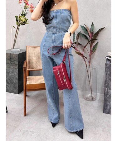 デニムベアロンパース