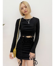 オープンウエストギャザーミニワンピース