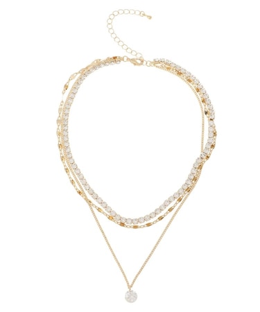 RHINESTONE 3連ネックレス