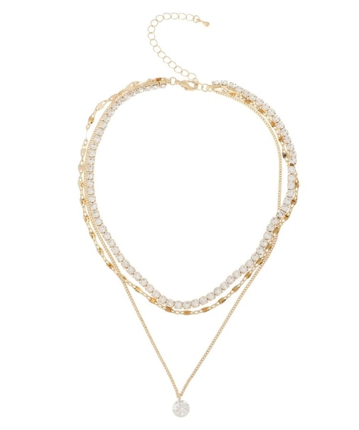 RHINESTONE 3連ネックレス