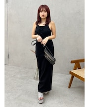 バックストラップリブロングワンピース