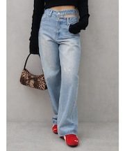 サイドオープンウエストデニムパンツ