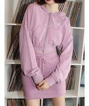 ワンポイントブリーチジップアップフーディ【セットアップ着用可能】