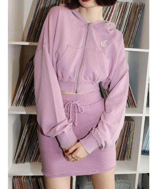 ワンポイントブリーチジップアップフーディ【セットアップ着用可能】