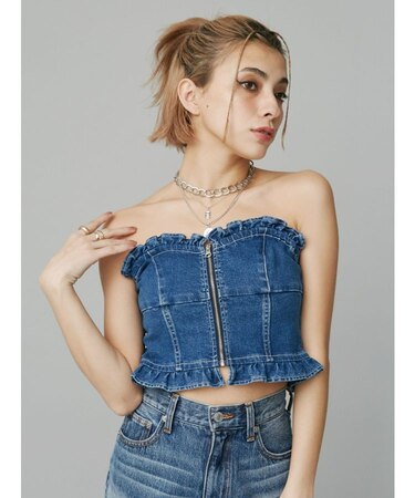 デニムフリルビスチェ【セットアップ着用可能】