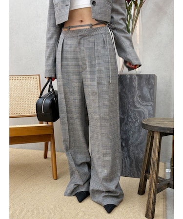 ウエストリボンワイドパンツ【セットアップ着用可能】