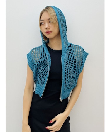 メッシュジップアップニットベスト