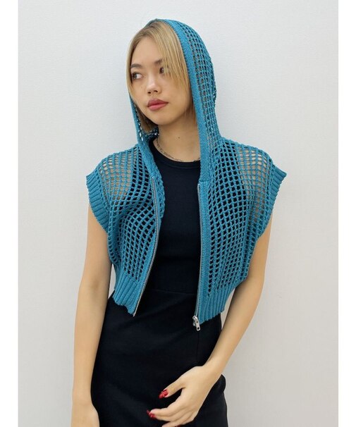 メッシュジップアップニットベスト