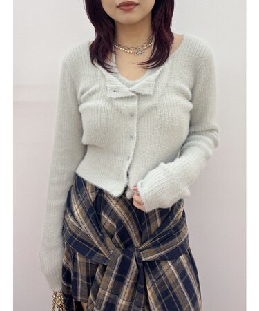 ホルターネックシャギーニットトップス