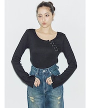 レースアップカットソー