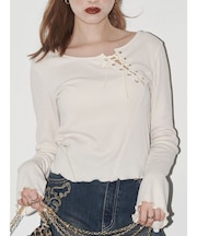 レースアップカットソー