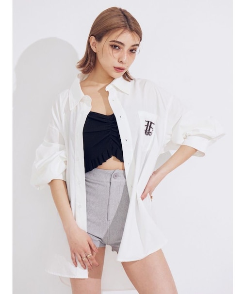 E emblemオーバーサイズシャツ