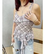 チェックシフォントップス
