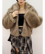 フェイクファーショートブルゾン