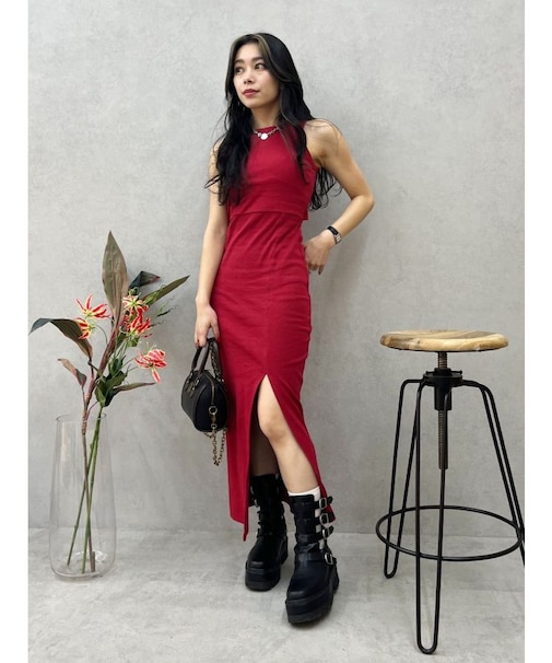 バックオープンアメスリロングワンピース