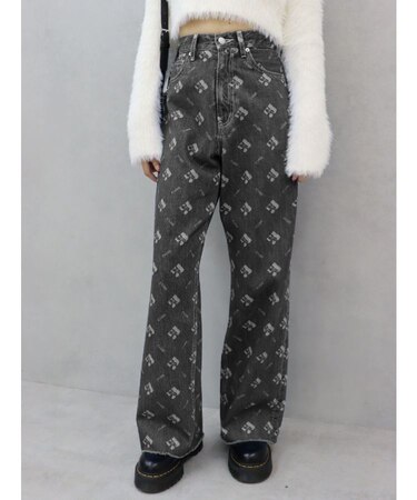 モノグラムシンプルワイドデニムパンツ