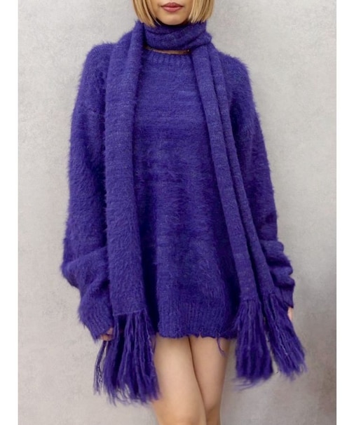 マフラーSETシャギーニットトップス