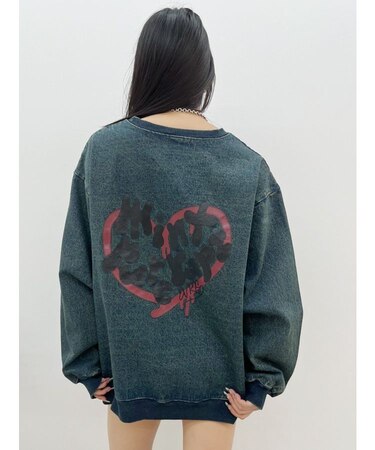 HEART PRINT DENIMトップス