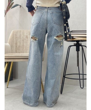BACKスラッシュワイドデニムパンツ